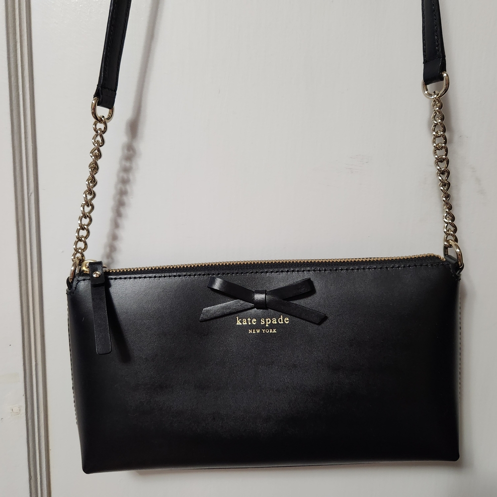kate spade Black Crossbody Bag with Bow Detail and Chain Strap